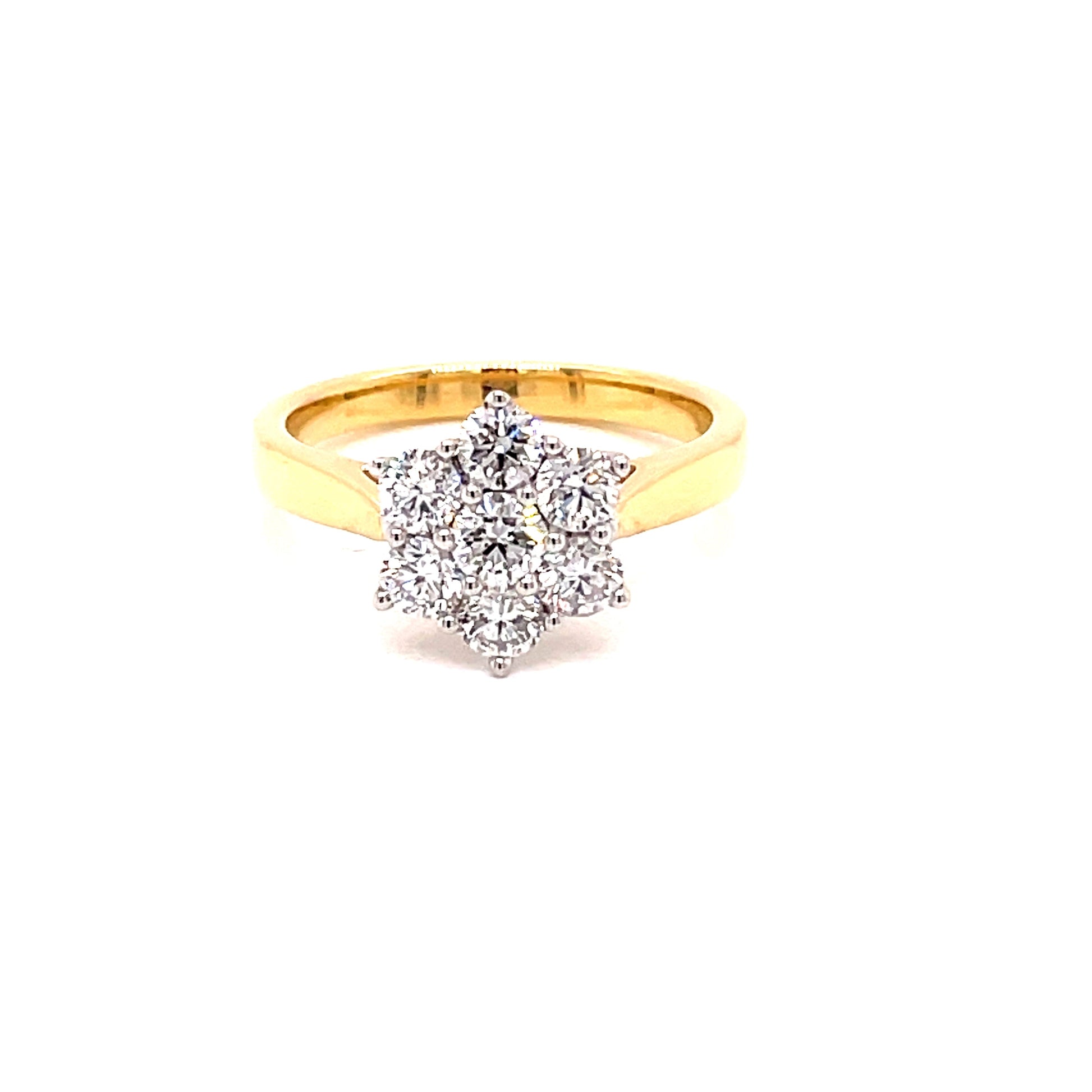 Yellow Gold Round Brilliant Cut 7 Diamond Cluster Ring - 1.00cts Gardiner Brothers