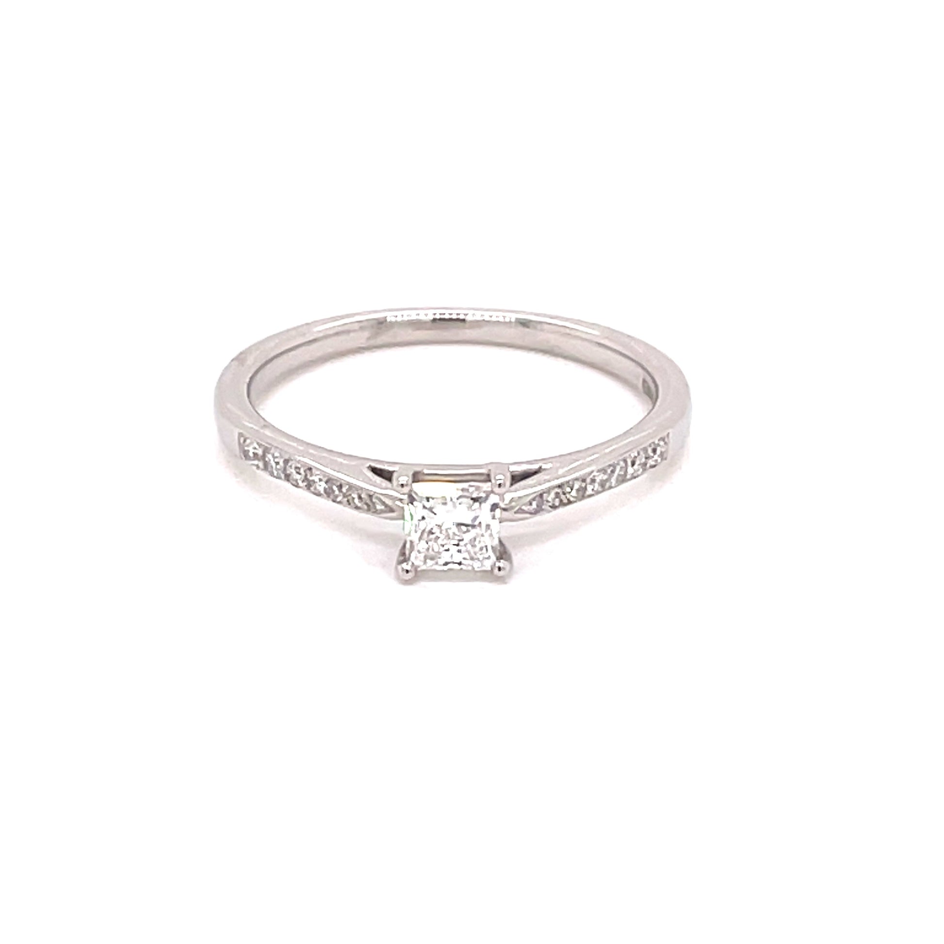 Platinum Princess Cut Diamond Solitaire With Diamond Set Shoulders - 0.45cts Gardiner Brothers
