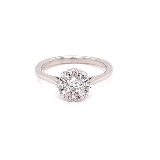 Platinum Round Brilliant Cut Diamond 9 Stone Cluster Ring - 0.60cts Gardiner Brothers