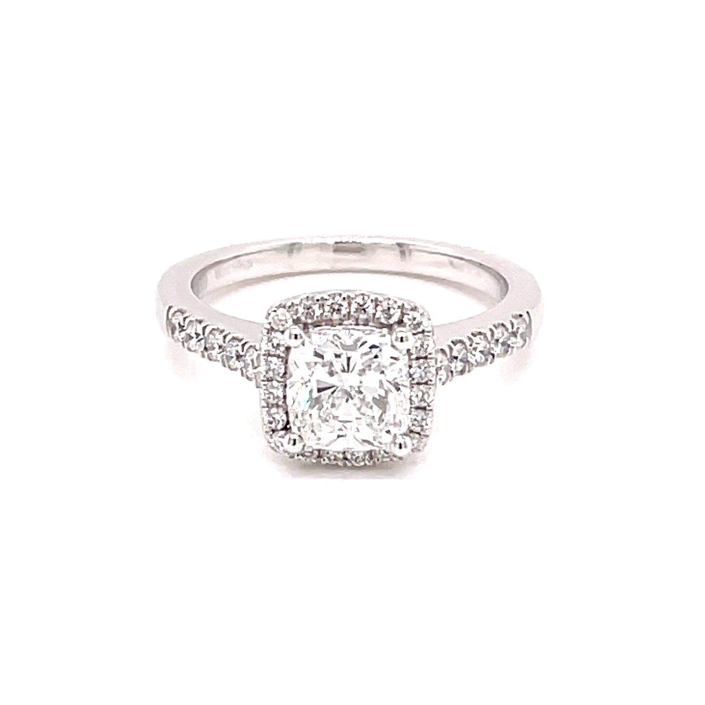 Platinum Cushion Cut Diamond Halo Style Ring - 1.55cts Gardiner Brothers