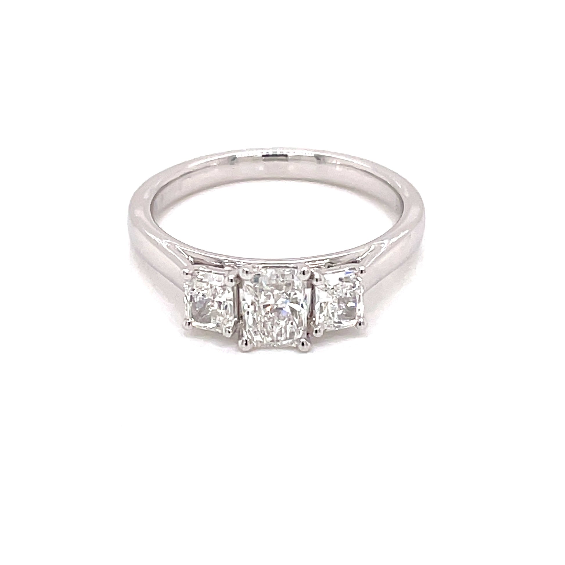Platinum Radiant Cut Diamond 3 Stone Ring - 0.93cts Gardiner Brothers