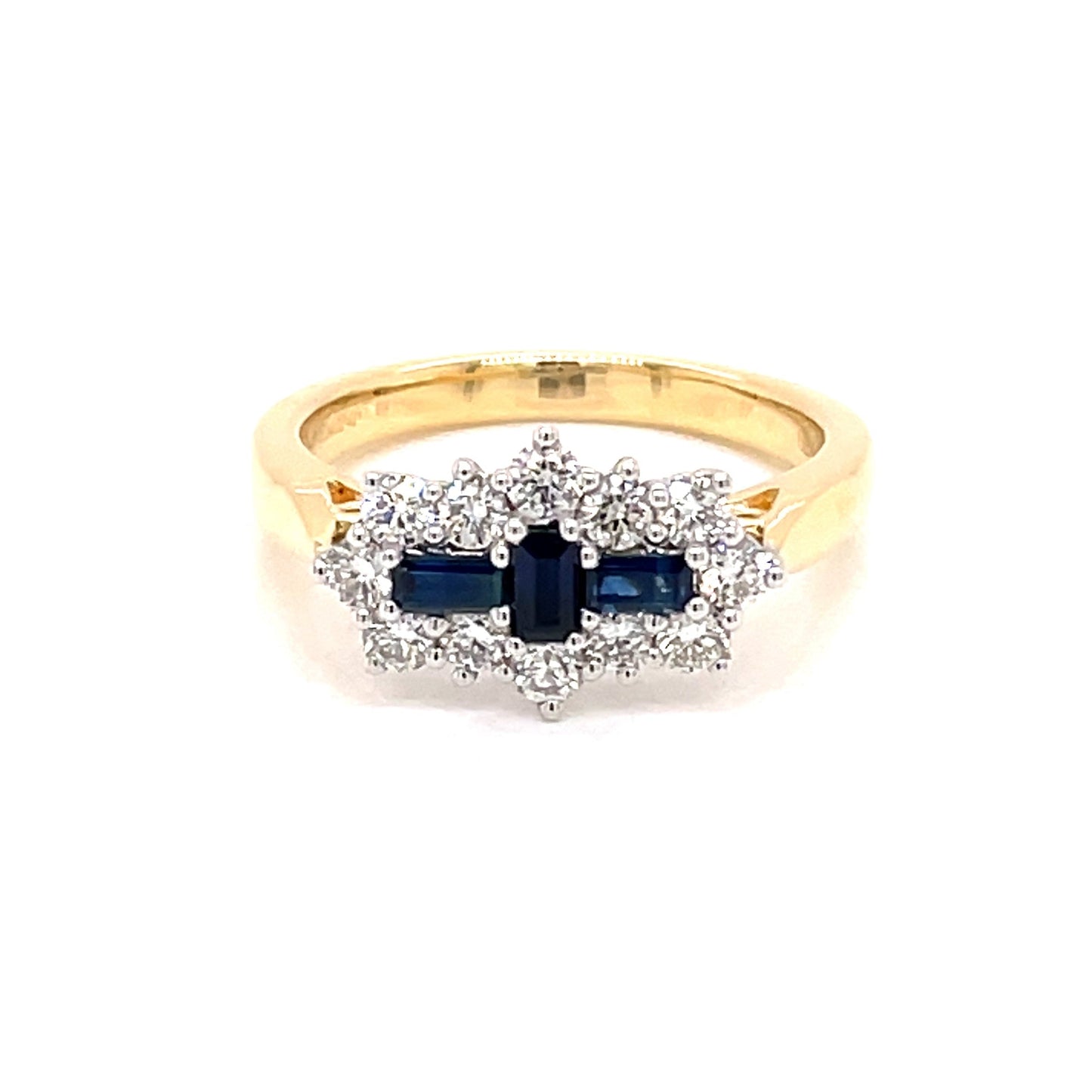 Yellow Gold Sapphire and Diamond Cluster Style Ring  Gardiner Brothers   