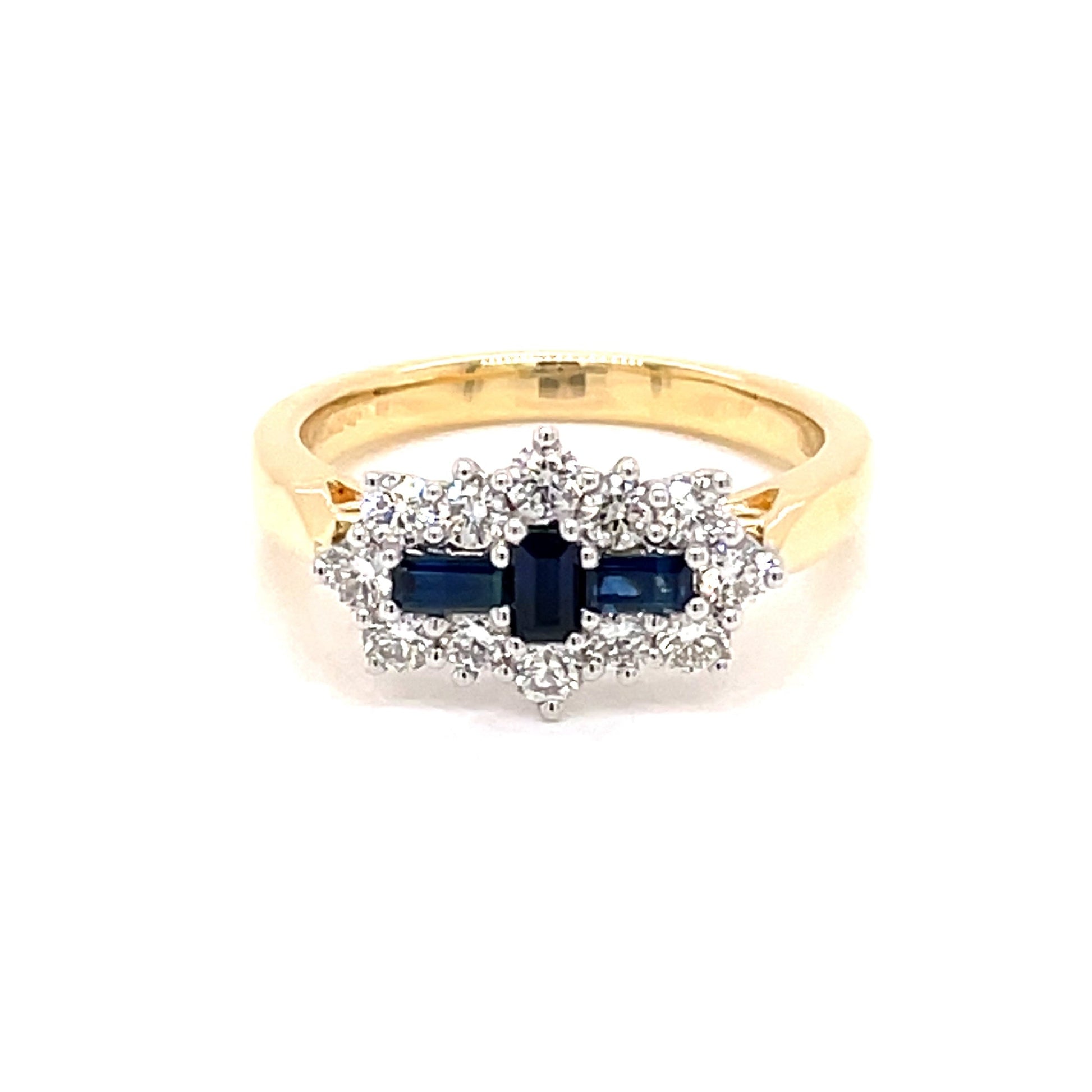 Yellow Gold Sapphire and Diamond Cluster Style Ring  Gardiner Brothers   