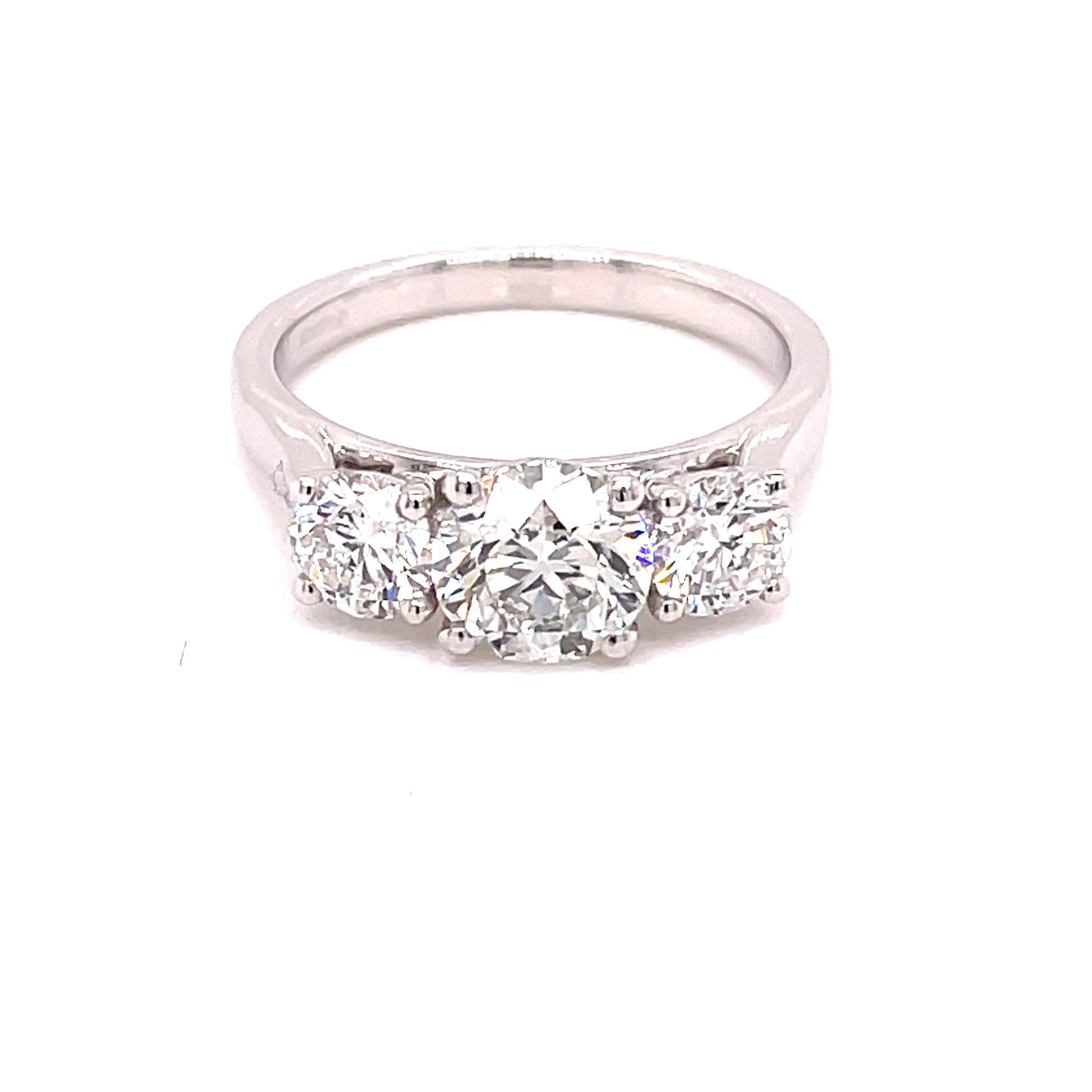 Platinum Round Brilliant Cut Diamond 3 Stone Ring - 2.01cts Gardiner Brothers
