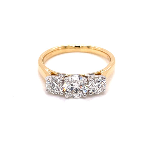 Yellow Gold Round Brilliant Cut Diamond 3 Stone Ring - 1.44cts Gardiner Brothers