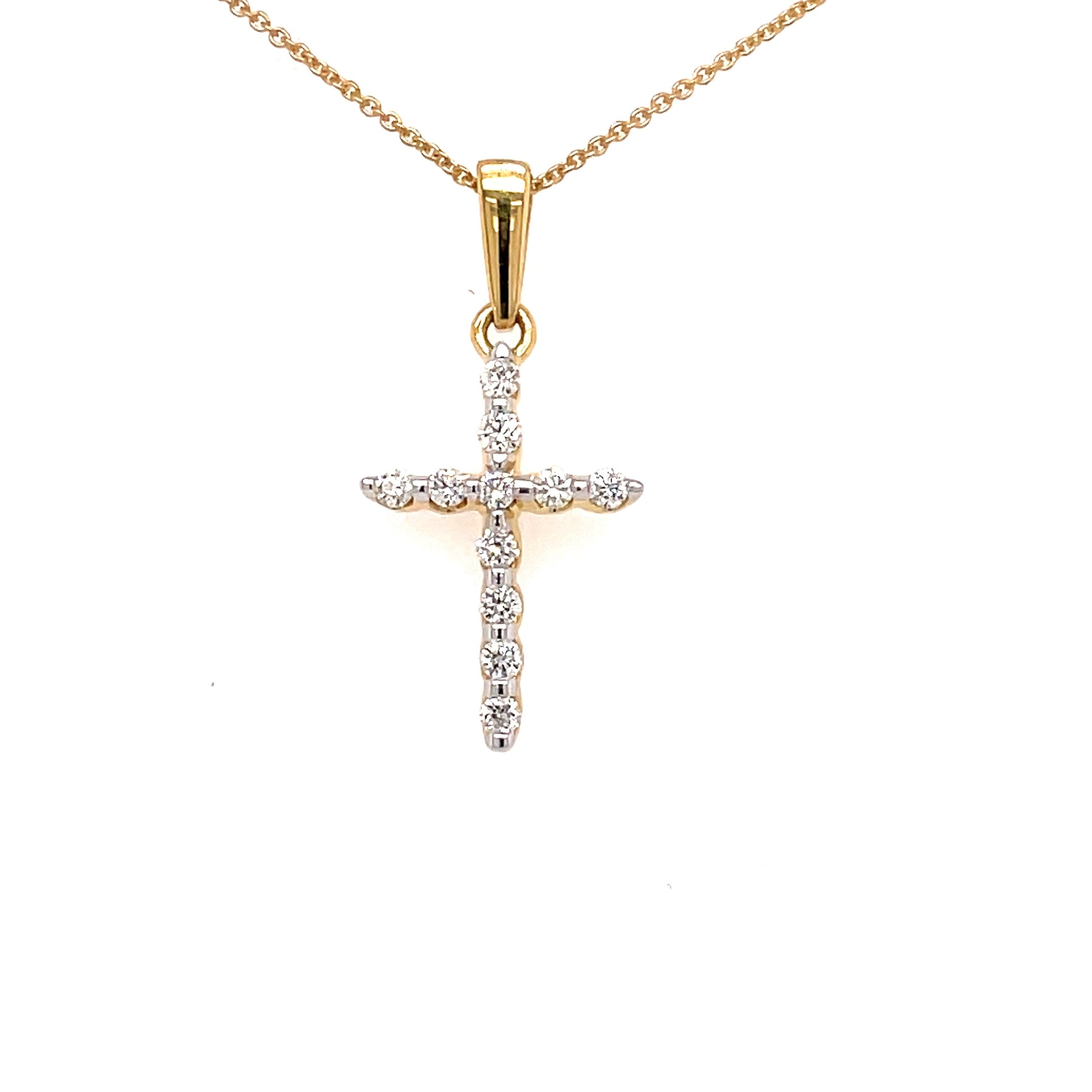 Yellow gold Diamond set Cross Pendant  Gardiner Brothers   