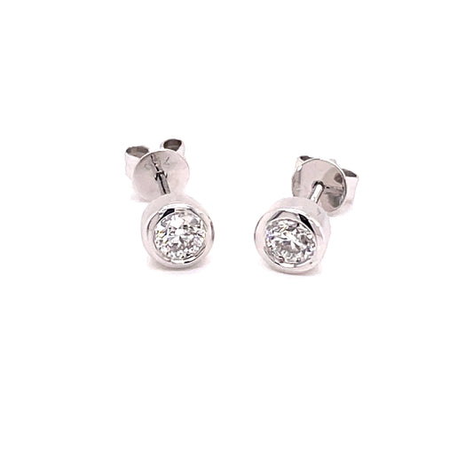 Round Brilliant Cut Diamond Solitaire Earrings - 0.40cts  Gardiner Brothers   