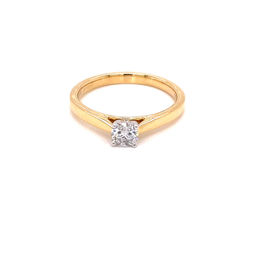 Yellow Gold Round Brilliant Cut Diamond Solitaire Ring - 0.31cts Gardiner Brothers