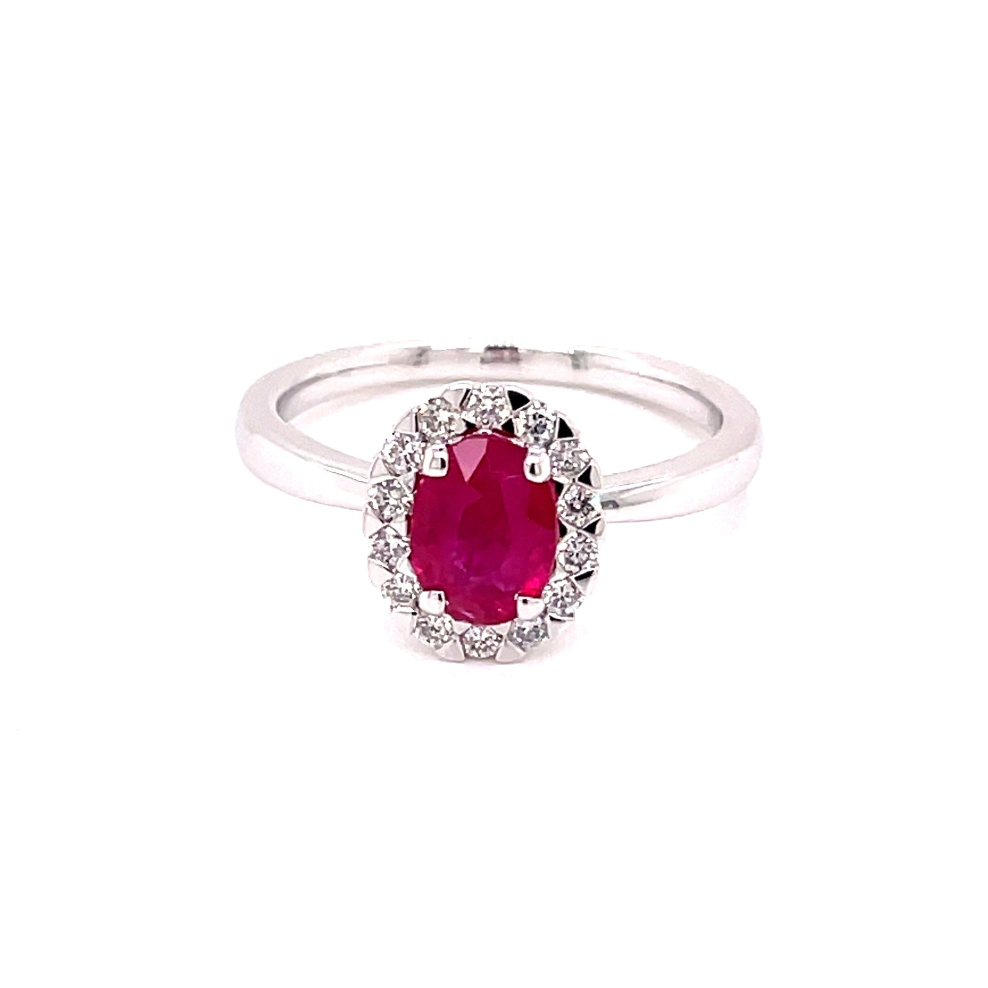 Ruby and Diamond Oval Shaped Halo Ring  Gardiner Brothers   