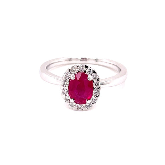 Ruby and Diamond Oval Shaped Halo Ring  Gardiner Brothers   