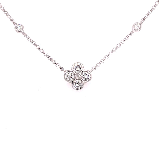 White Gold Diamond Flower Style Necklet  Gardiner Brothers   