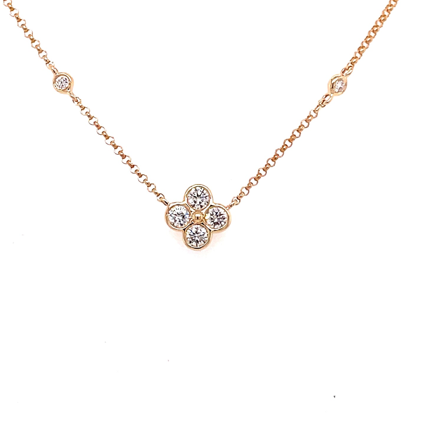 Yellow gold Diamond Flower Style Necklet  Gardiner Brothers   