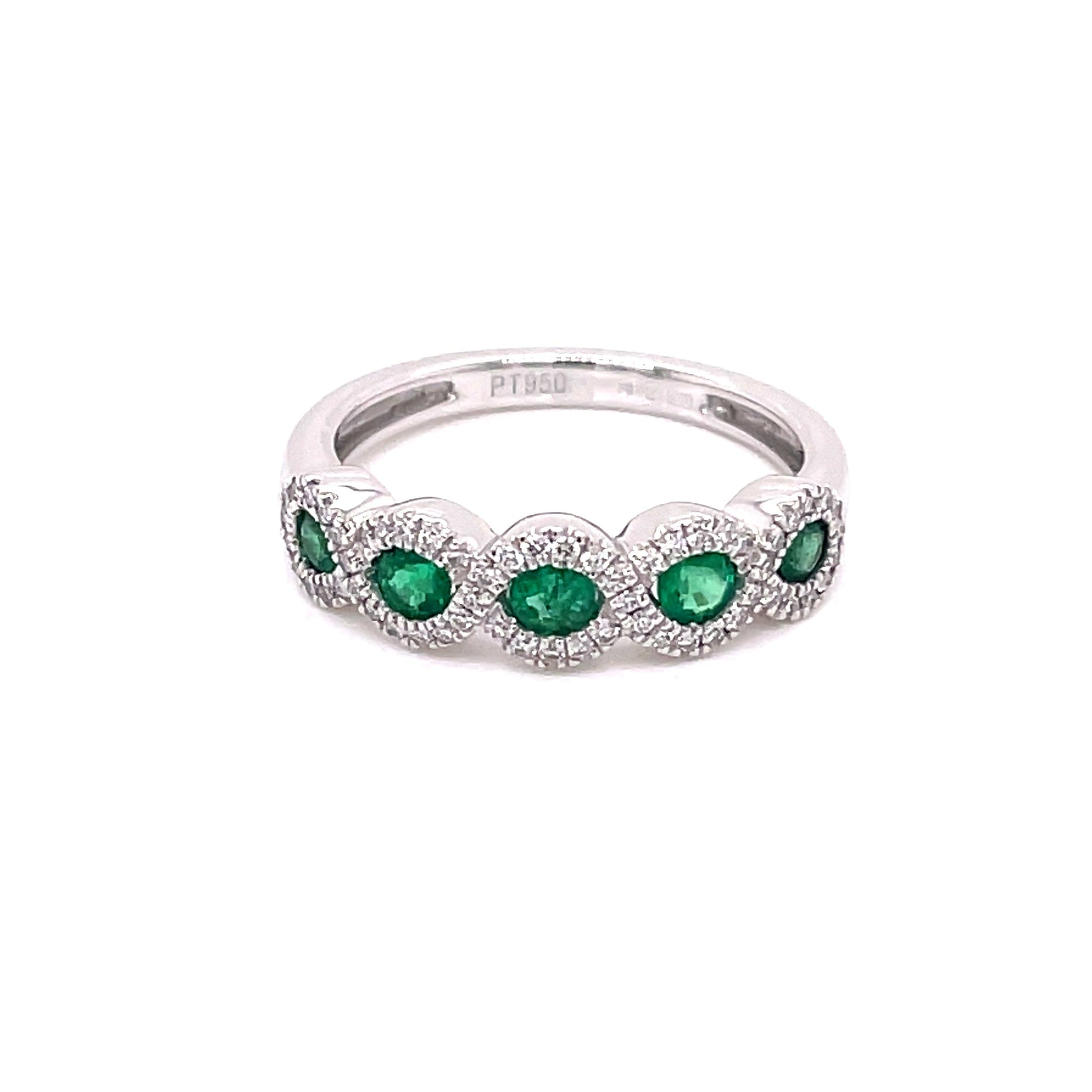 Emerald and Diamond Halo Style Dress Ring  Gardiner Brothers   