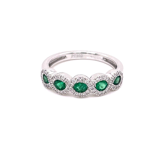 Emerald and Diamond Halo Style Dress Ring  Gardiner Brothers   
