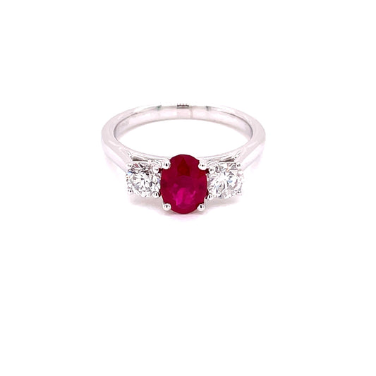 Ruby and Diamond 3 Stone Ring  Gardiner Brothers   