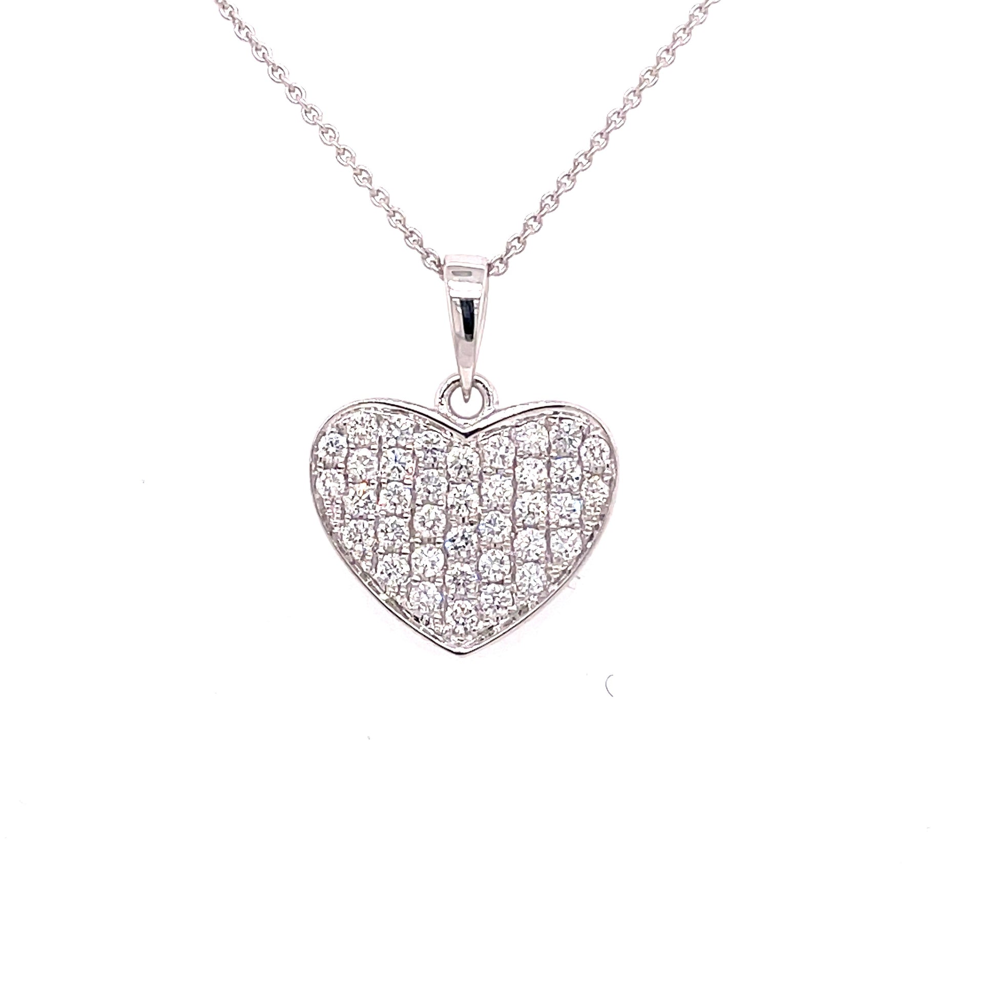 White Gold diamond studded Heart Shaped Pendant  Gardiner Brothers   