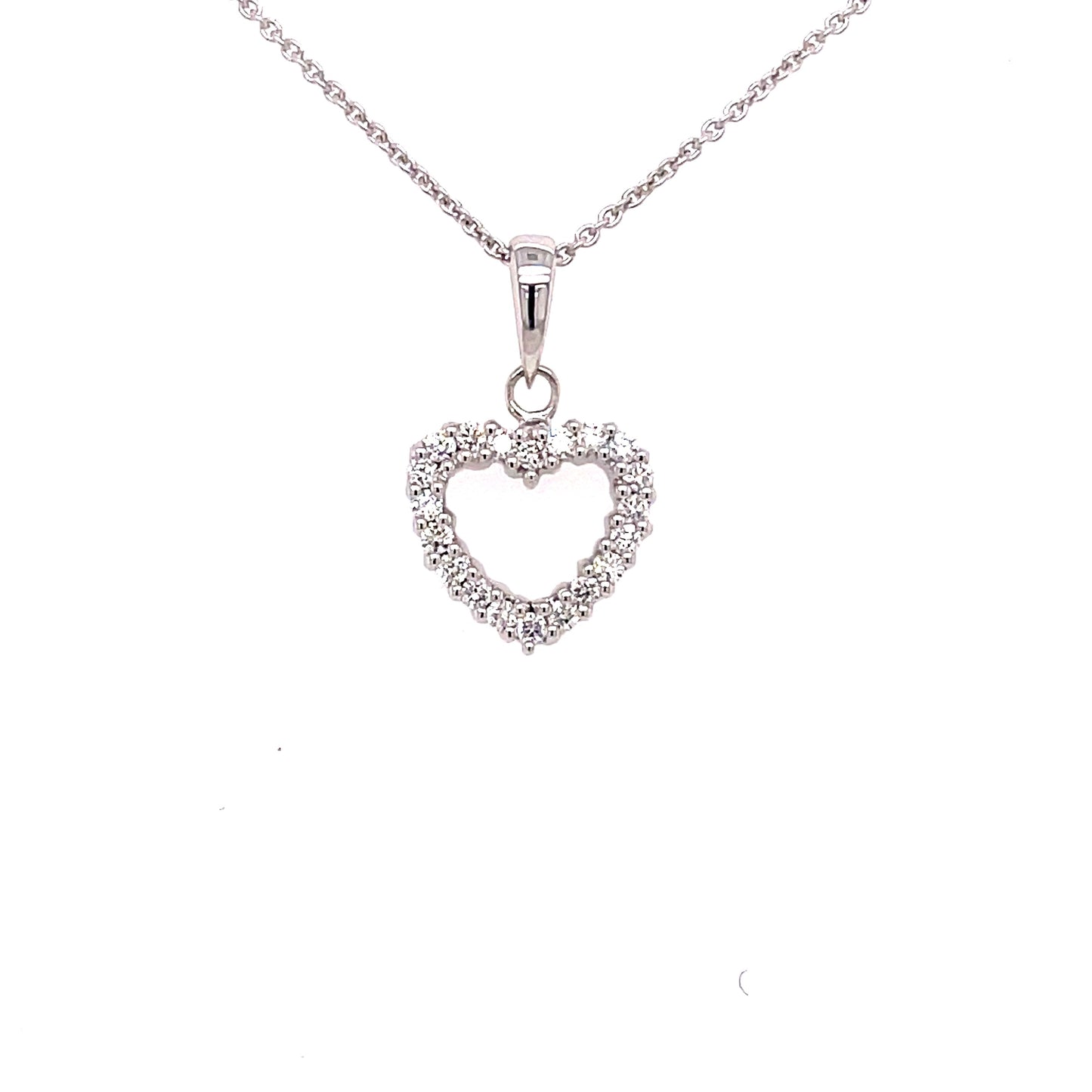 White Gold Heart Shaped Diamond Pendant  Gardiner Brothers   