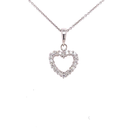 White Gold Heart Shaped Diamond Pendant  Gardiner Brothers   