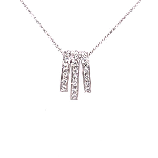 White gold Diamond 3 Stick Drop style Pendant  Gardiner Brothers   