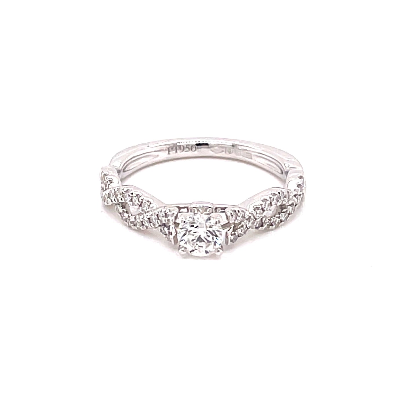 Platinum Round Brilliant Cut Diamond Ring With Twisted Diamond Set Shoulders - 0.55cts Gardiner Brothers