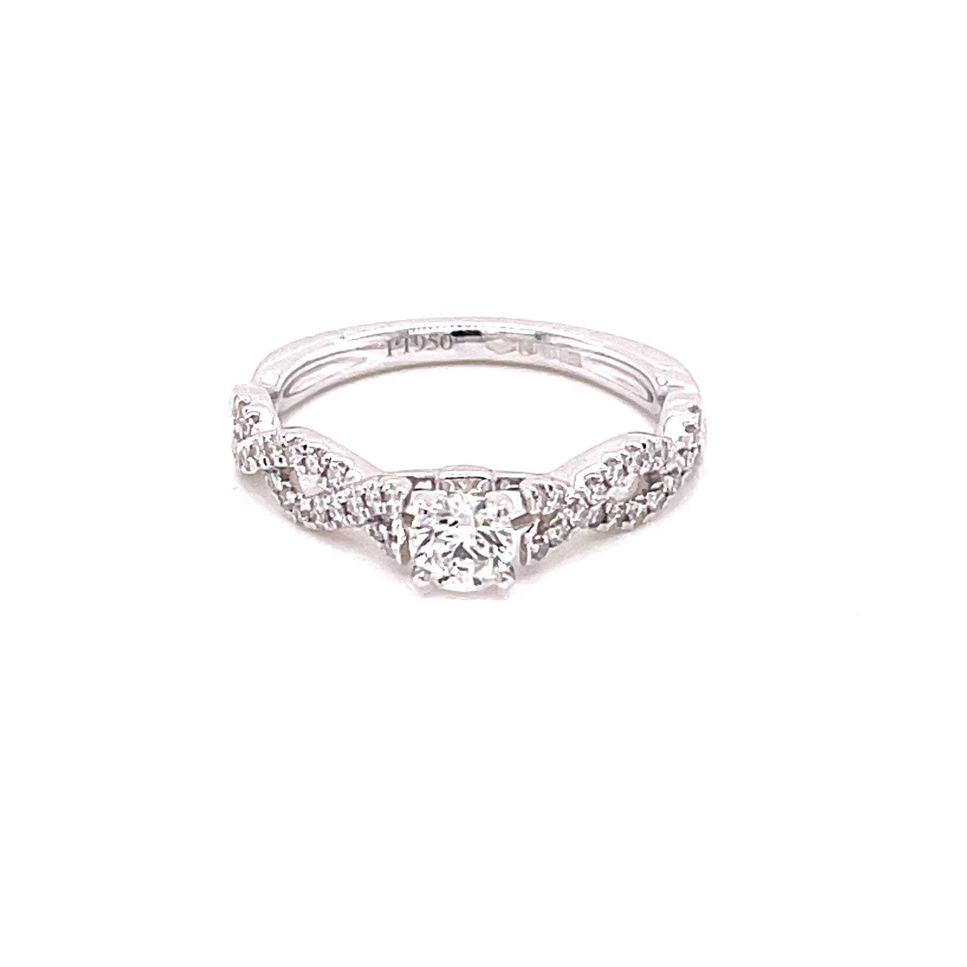 Platinum Round Brilliant Cut Diamond Ring With Twisted Diamond Set Shoulders - 0.55cts Gardiner Brothers