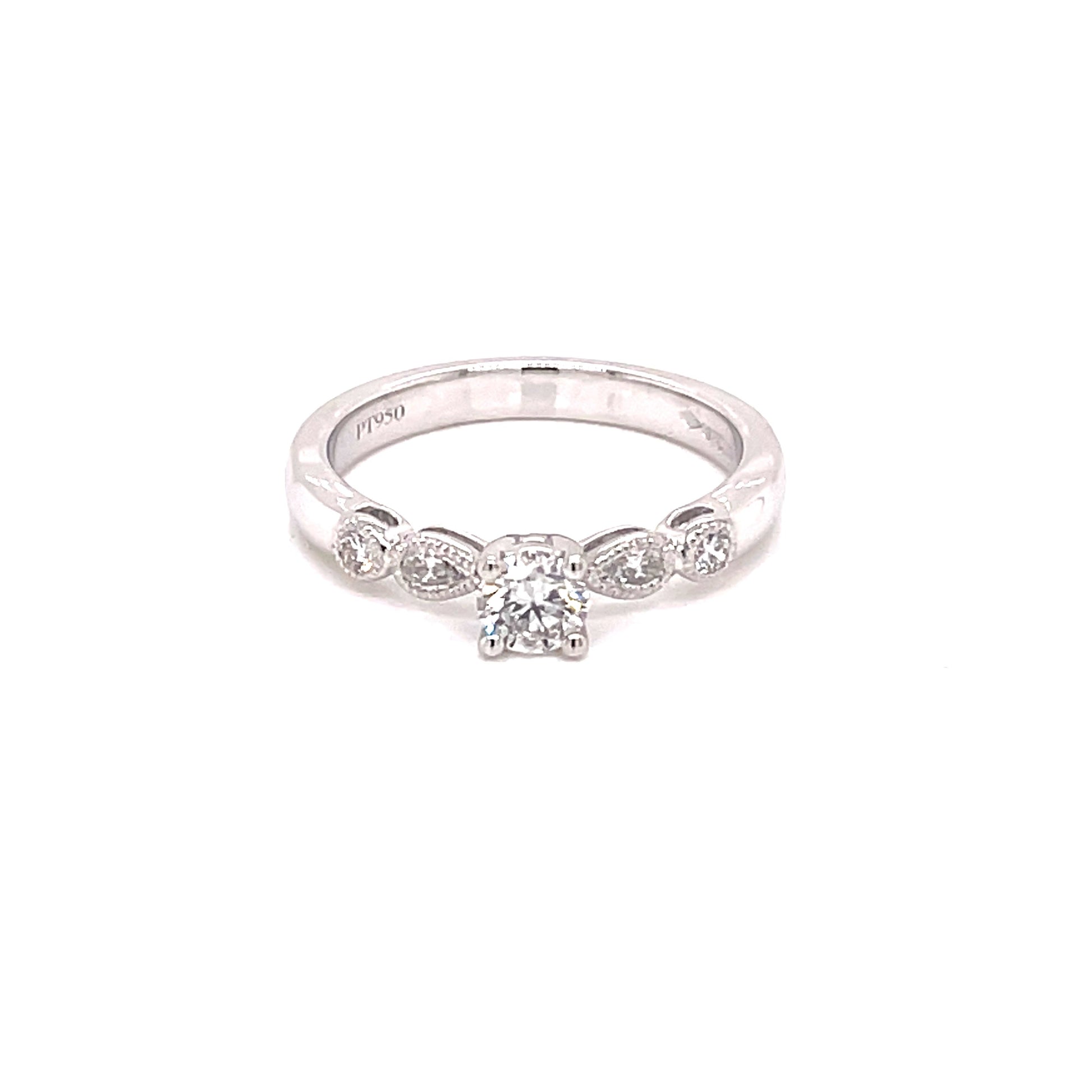 Platinum Round Brilliant Cut Diamond Set With Diamond Set Shoulders - 0.52cts Gardiner Brothers
