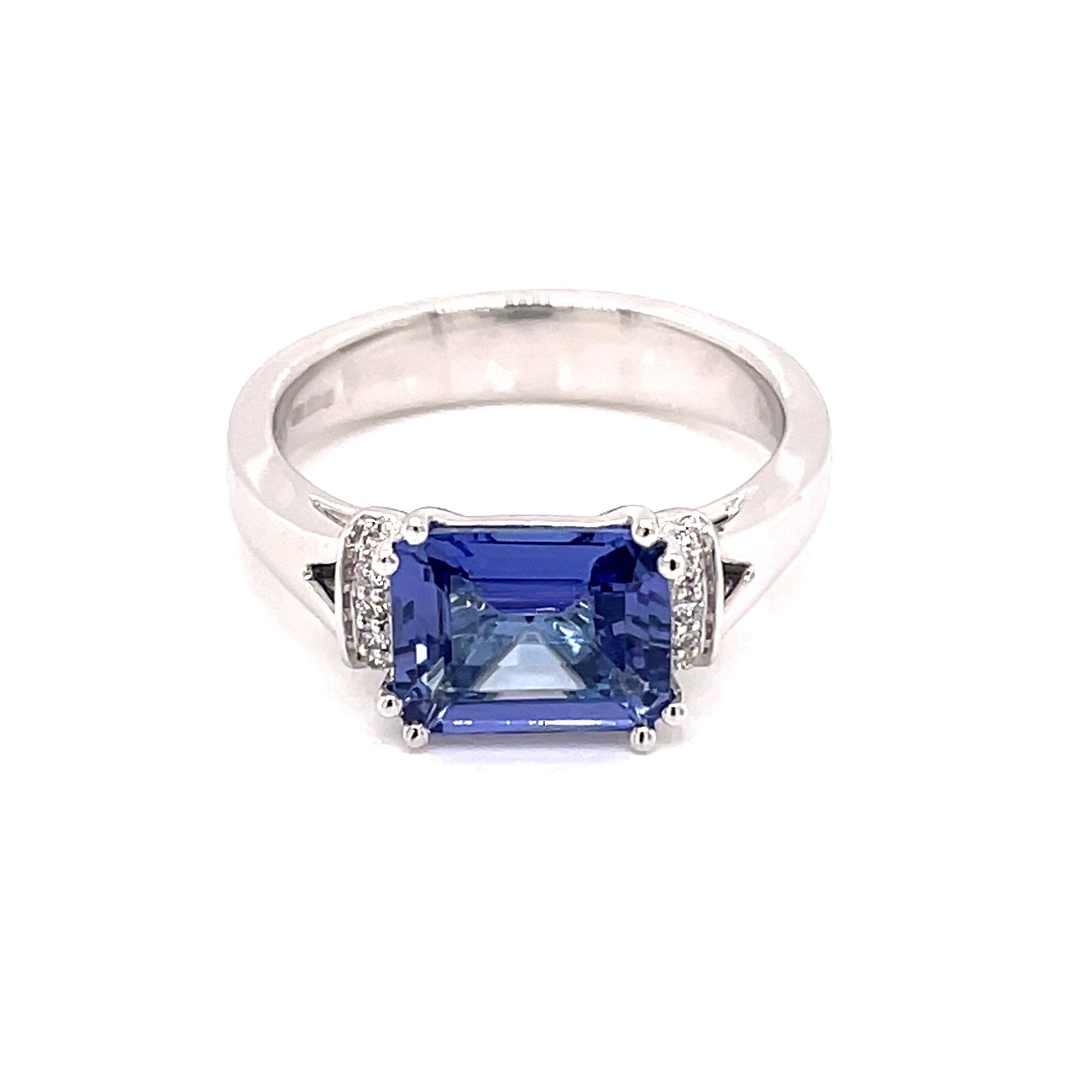 Octagonal Shaped Tanzanite and Diamond Cluster Ring Gardiner Brothers