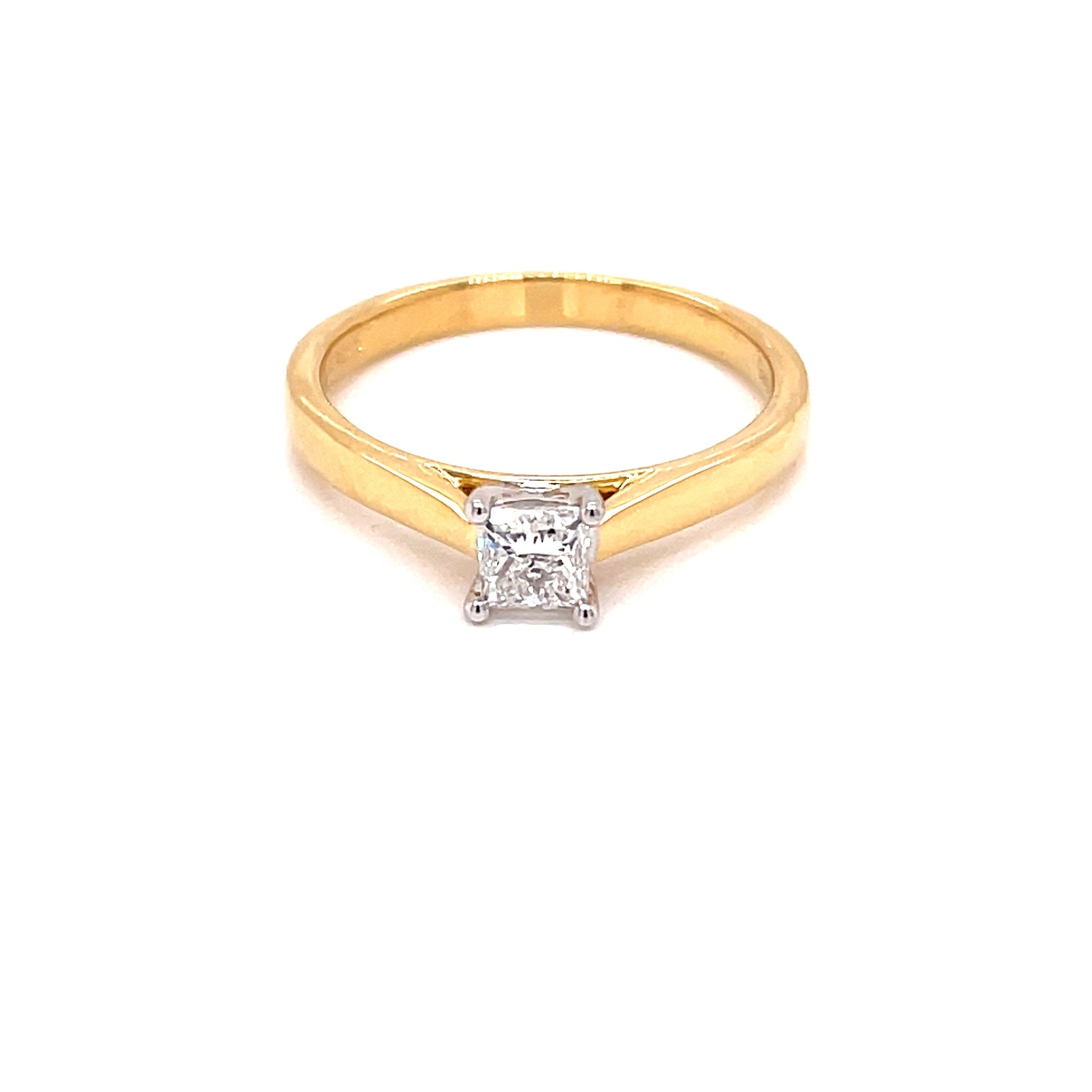 yellow gold Princess Cut Diamond Solitaire Ring - 0.40cts Gardiner Brothers