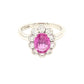 Platinum, Oval Pink Sapphire and Round Brilliant Cut Diamond, Modern Cluster Ring  Gardiner Brothers   