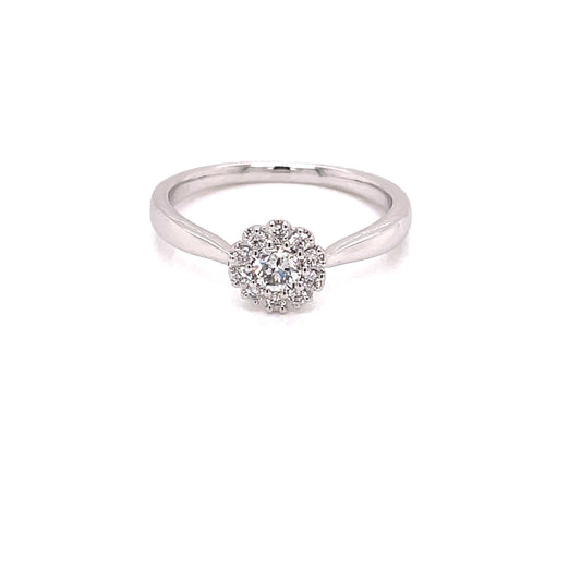 Platinum Round Brilliant Cut Diamond Cluster Style Ring - 0.31cts Gardiner Brothers