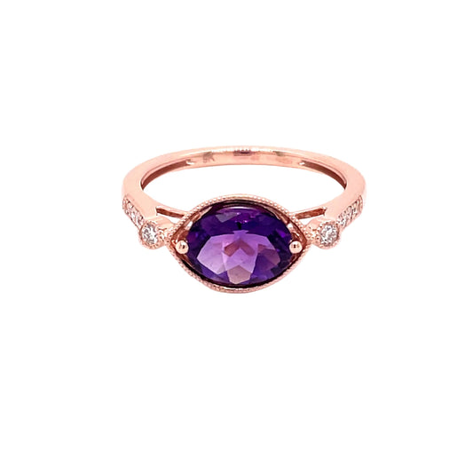 Amethyst and Diamond Vintage Style Dress Ring Gardiner Brothers