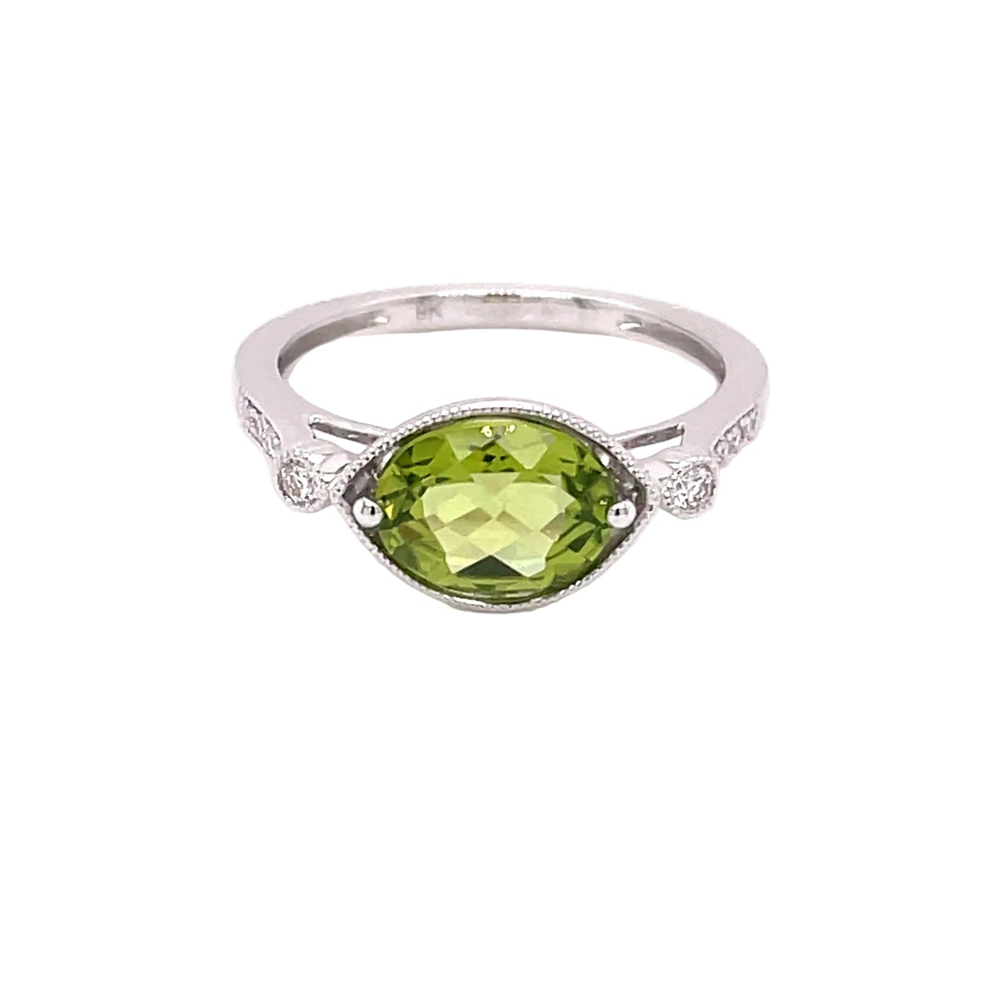Peridot and Diamond Vintage Style Dress Ring  Gardiner Brothers   