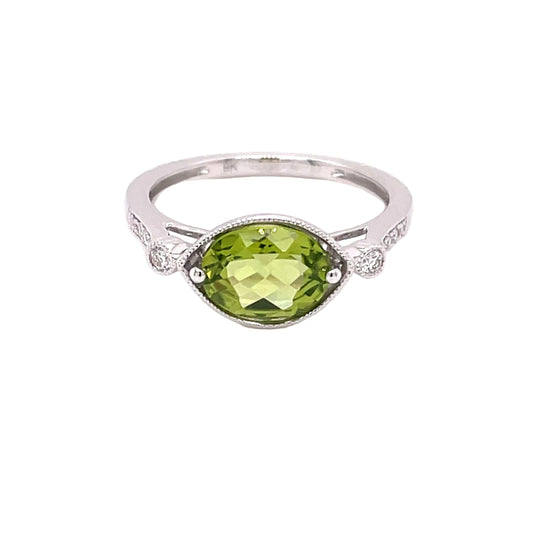 Peridot and Diamond Vintage Style Dress Ring  Gardiner Brothers   