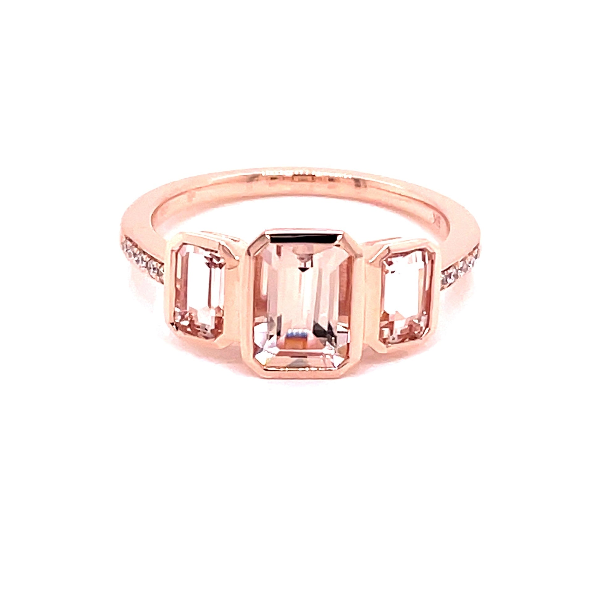 Morganite and Diamond 3 Stone Dress Ring  Gardiner Brothers   
