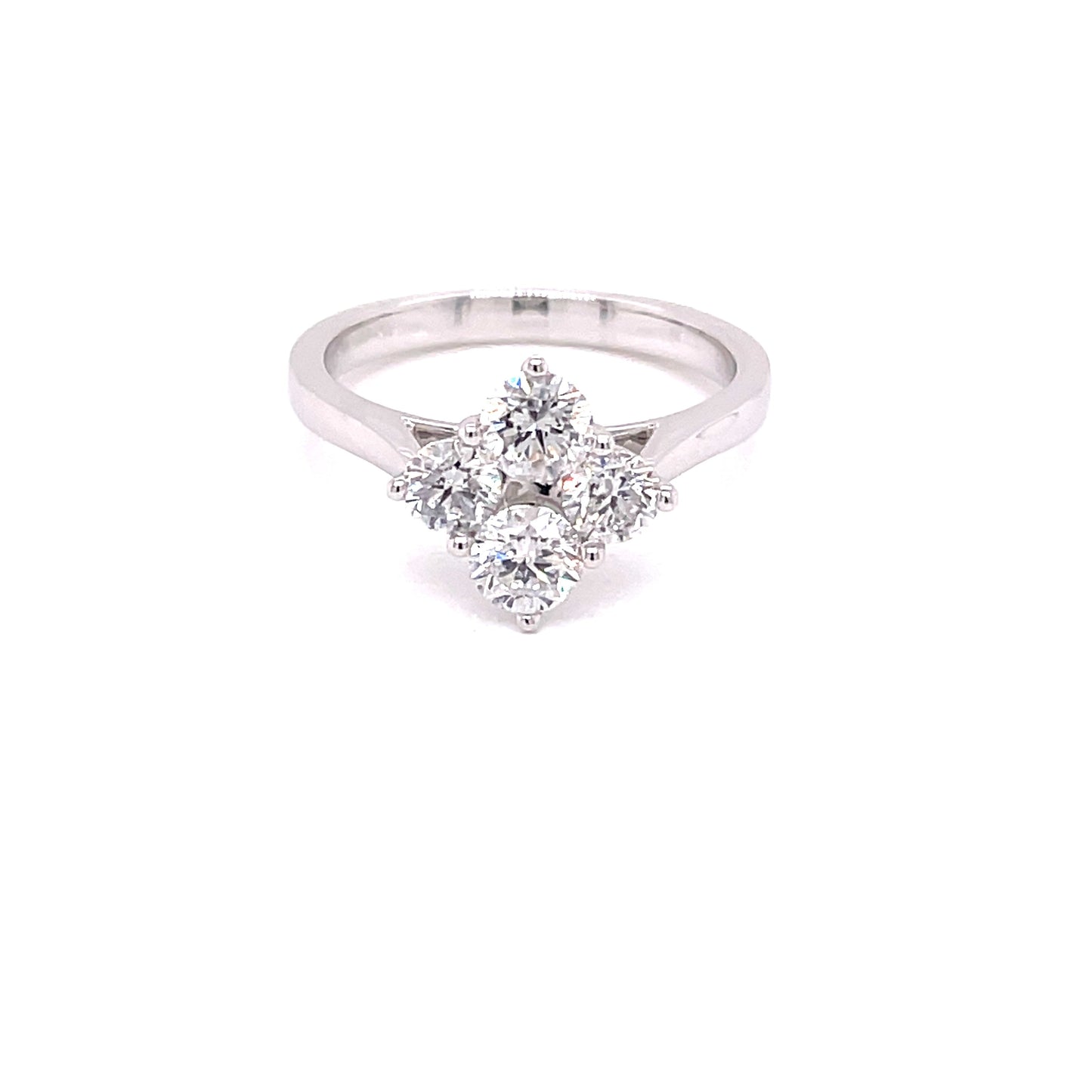 Platinum Round Brilliant Cut Diamond 4 Stone Cluster Style Ring - 1.03cts Gardiner Brothers