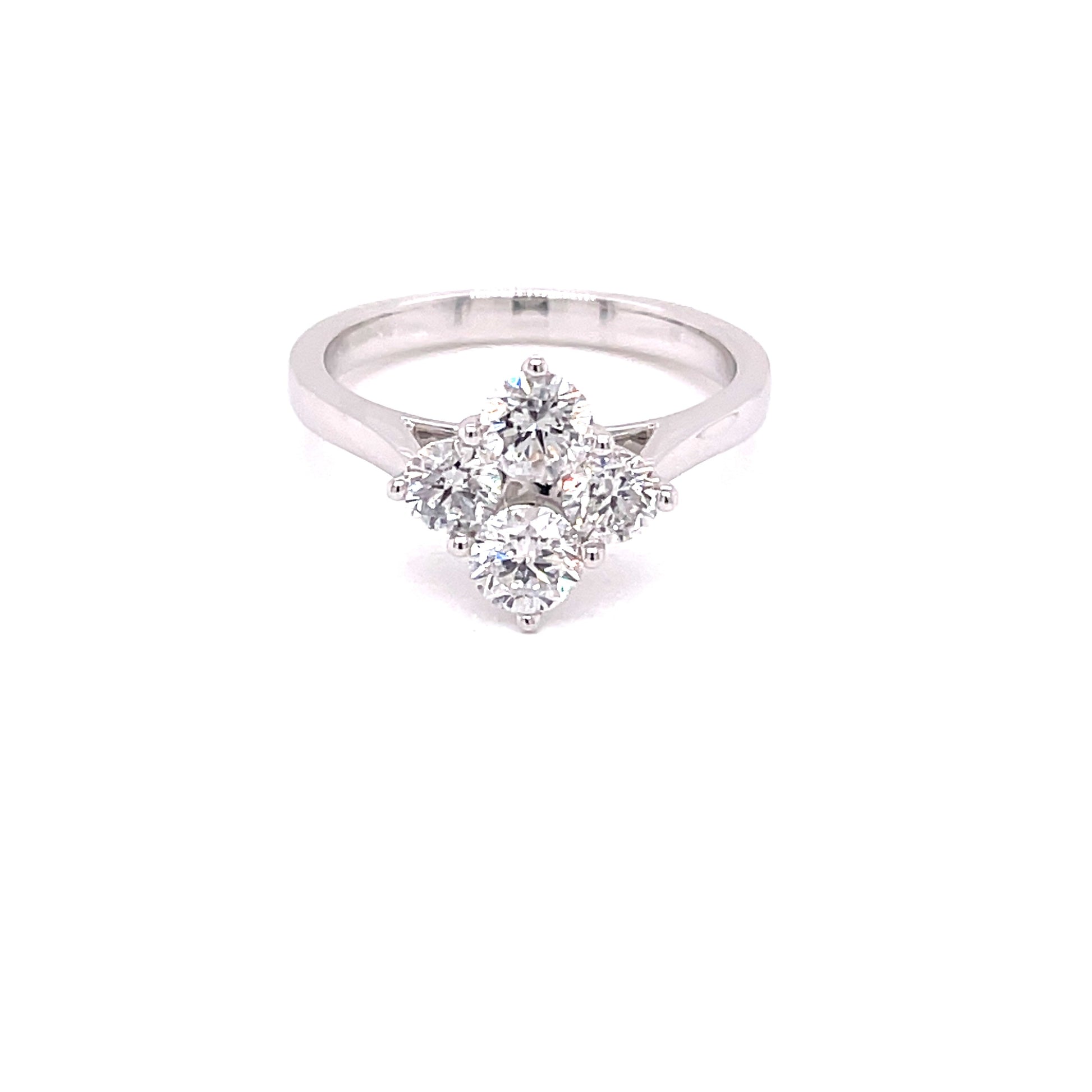 Platinum Round Brilliant Cut Diamond 4 Stone Cluster Style Ring - 1.03cts Gardiner Brothers