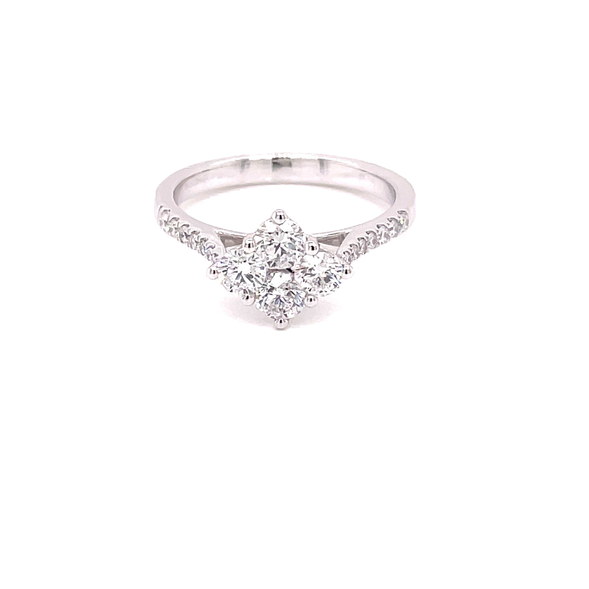 Platinum Round Brilliant Cut Diamond 4 Stone Cluster Style Ring - 1.15cts Gardiner Brothers