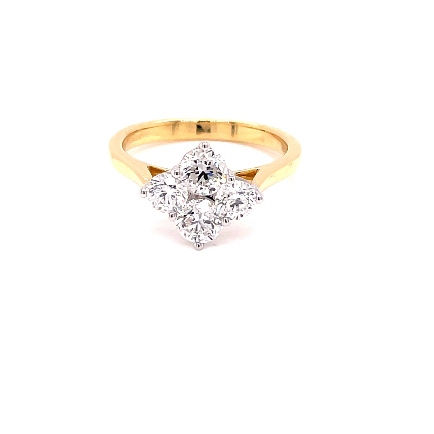 Yellow Gold Round Brilliant Cut Diamond 4 Stone Cluster Style Ring - 1.31cts Gardiner Brothers