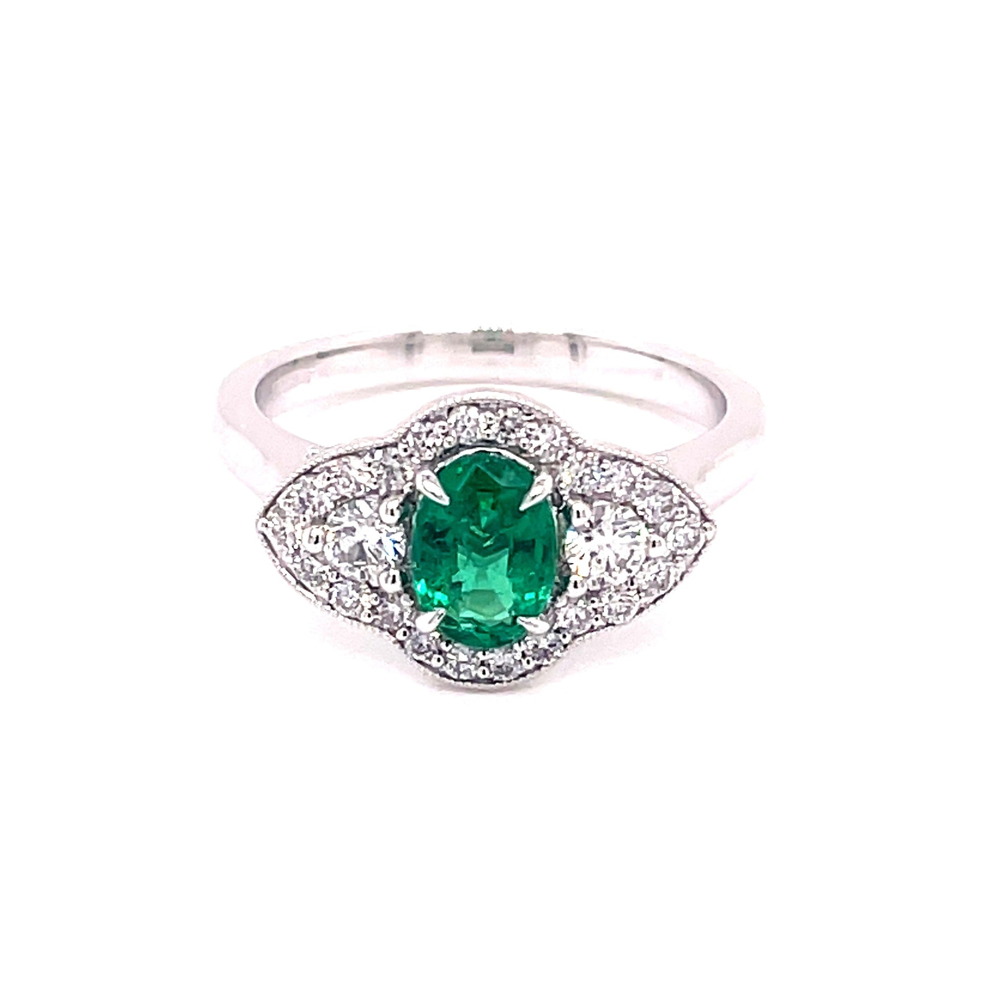 Emerald and Diamond Vintage Style Cluster Ring  Gardiner Brothers   