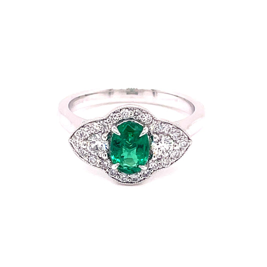 Emerald and Diamond Vintage Style Cluster Ring  Gardiner Brothers   