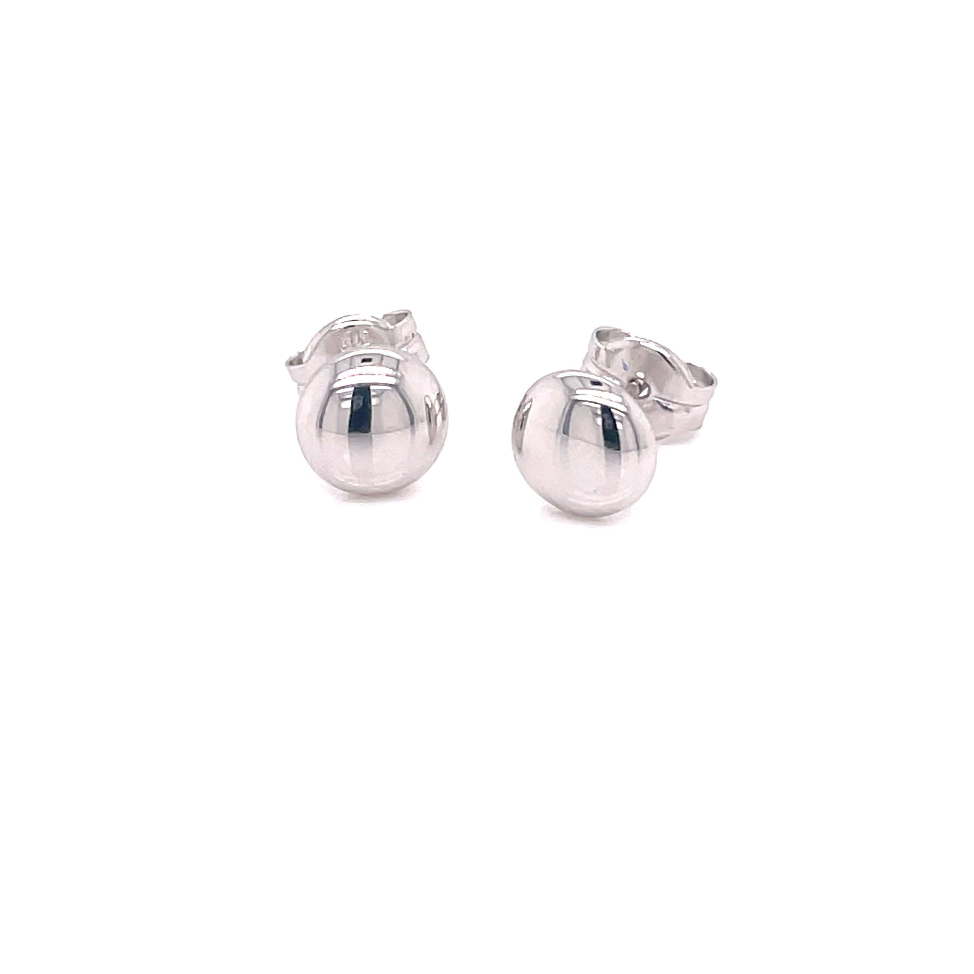 White Gold "D" Shape Stud Earrings  Gardiner Brothers   