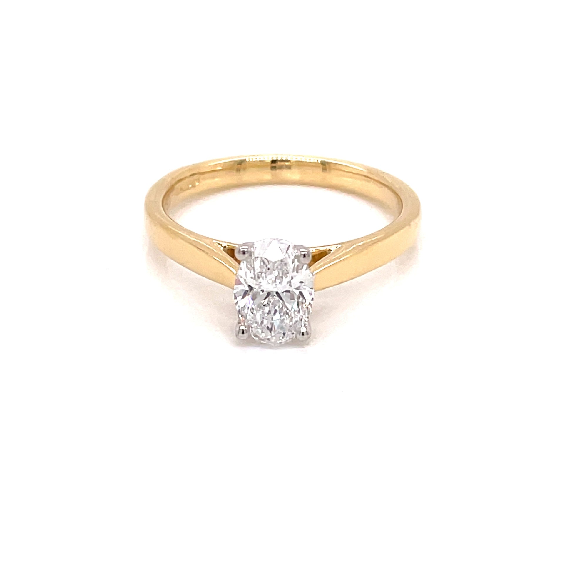 Yellow Gold Oval Shaped Diamond Solitaire Ring - 0.90cts Gardiner Brothers