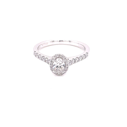 Platinum Oval Shaped Diamond Halo Style Ring - 0.62cts Gardiner Brothers