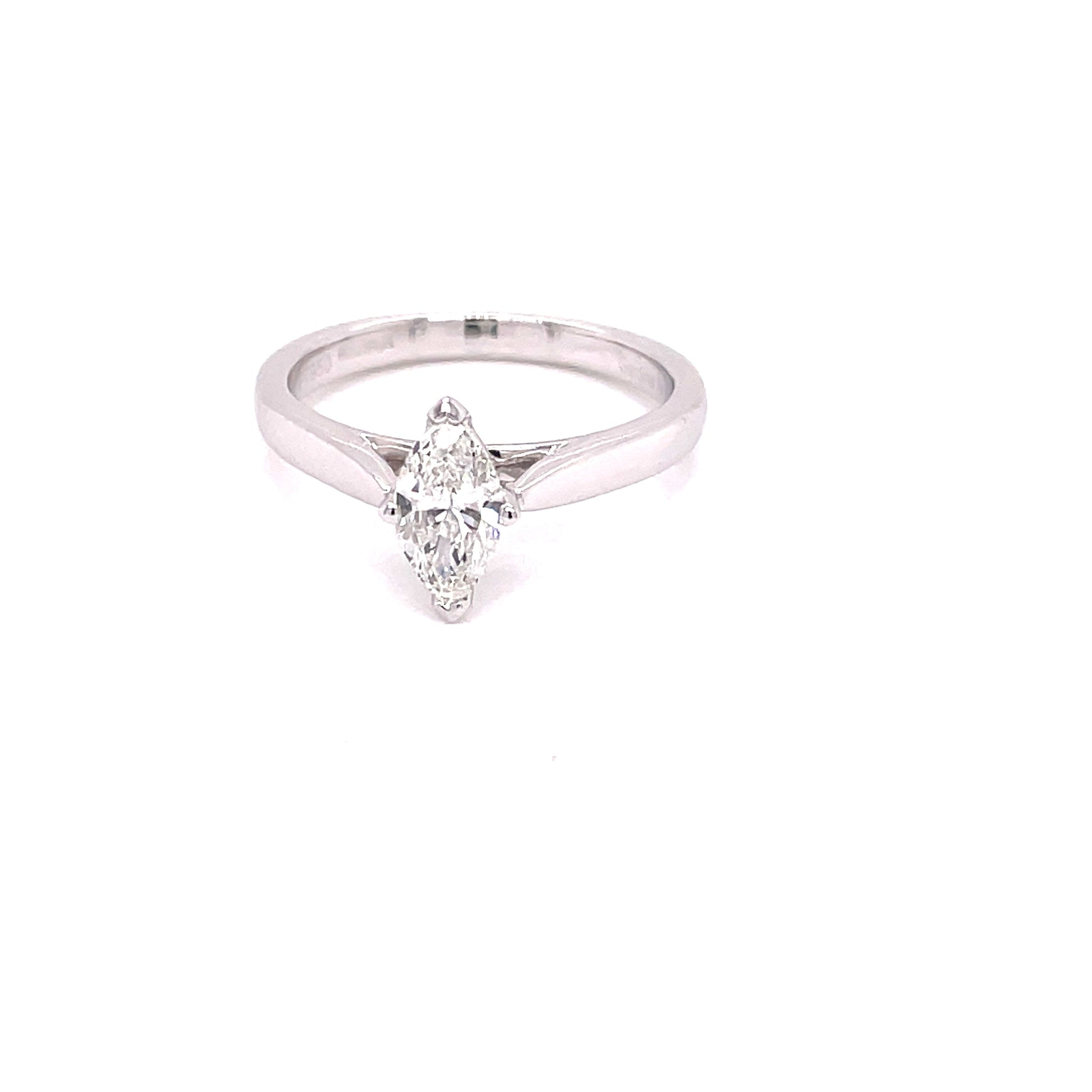 Platinum Marquise Shaped Diamond Solitaire Ring - 0.50cts Gardiner Brothers