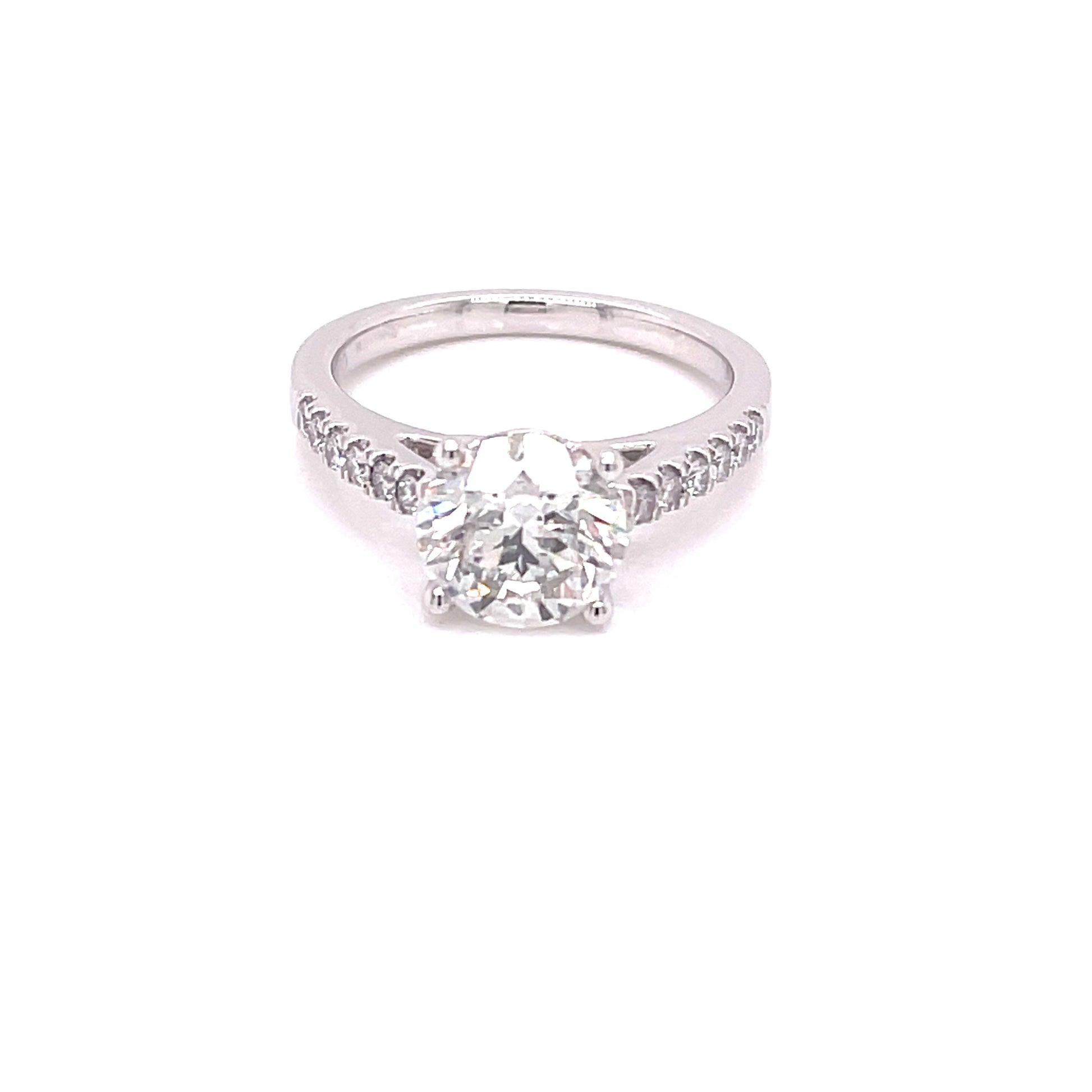 Platinum Round Brilliant Cut Diamond With Diamond Set Shoulders - 2.26cts Gardiner Brothers
