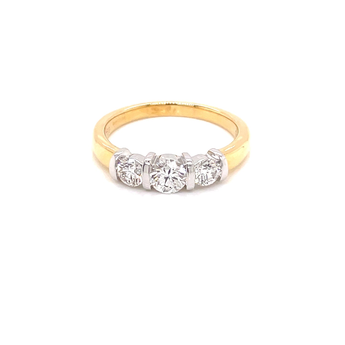 Yellow Gold Round Brilliant Cut Diamond 3 Stone Ring - 0.75cts Gardiner Brothers