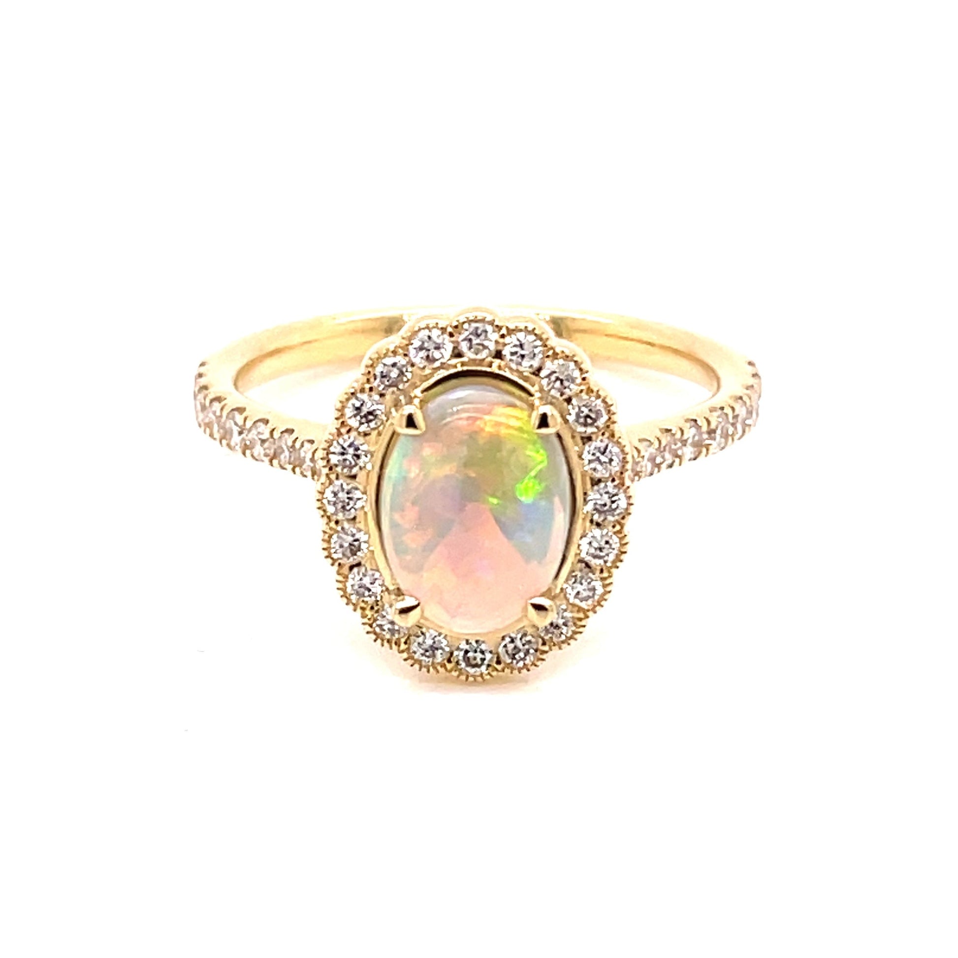 Opal and Diamond Vintage Cluster Style Ring Gardiner Brothers