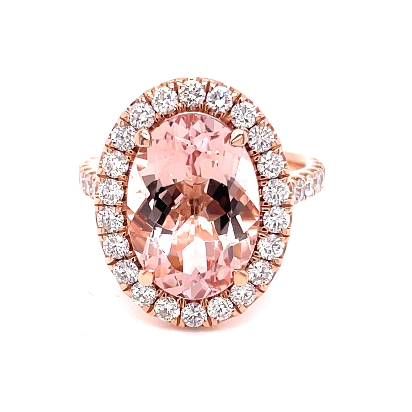Morganite and Round Brilliant Cut Diamond Halo Style Ring  Gardiner Brothers   