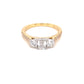 Yellow Gold Emerald and Round Brilliant Cut Diamond 3 Stone With Diamond Set Shoulders - 1.15cts Gardiner Brothers