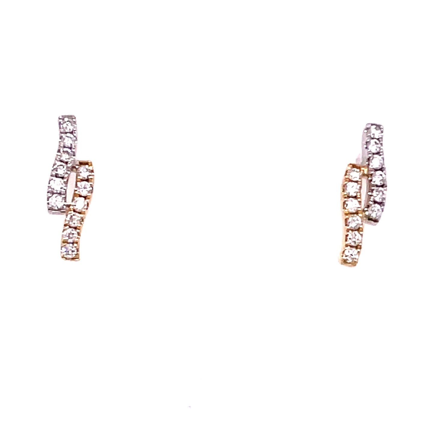 Yellow and White Gold Diamond wavy style  Earrings  Gardiner Brothers   